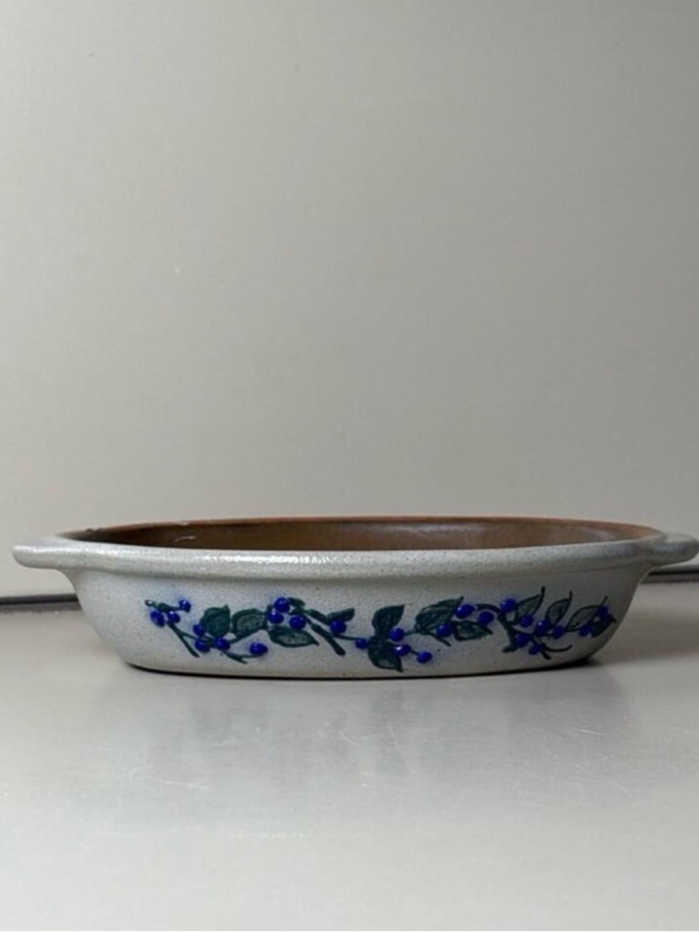 Salmon Falls Stoneware BlueBerry Vine Oval Ceramic Baking Dish